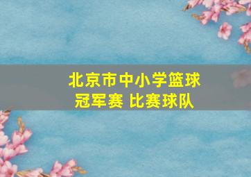 北京市中小学篮球冠军赛 比赛球队